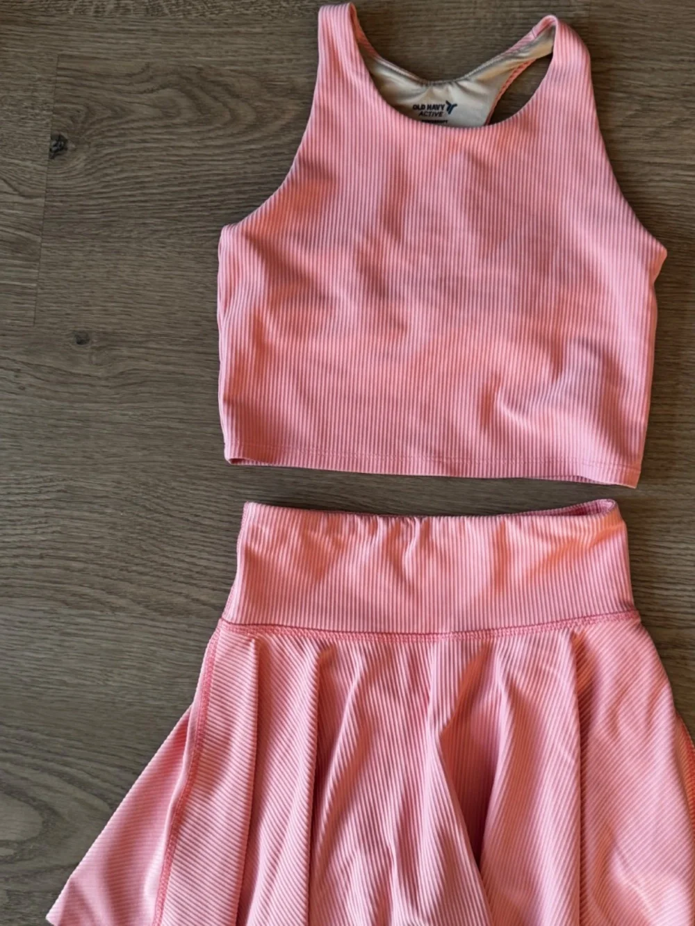 Old Navy Pink Ribbed Crop Tank and Skirt Set